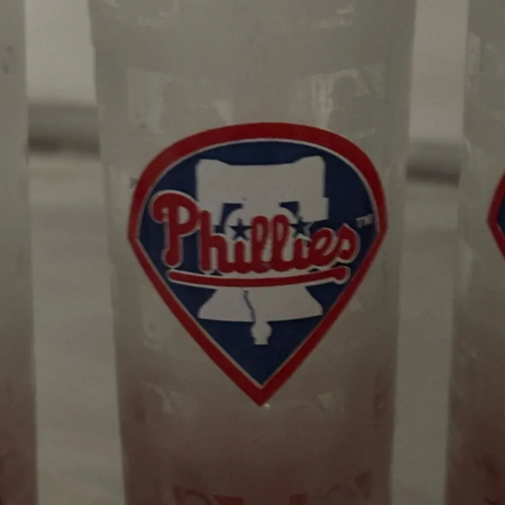 3 Philadelphia Phillies Tall Frosted Glass Shot Glasses